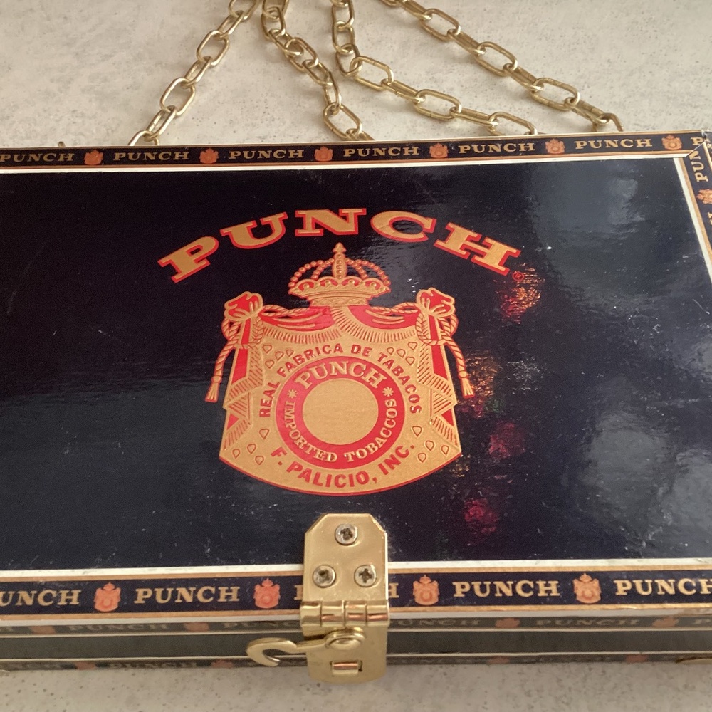 Fun Vintage custom cigar box  purse 36” chain strap..one of a kind